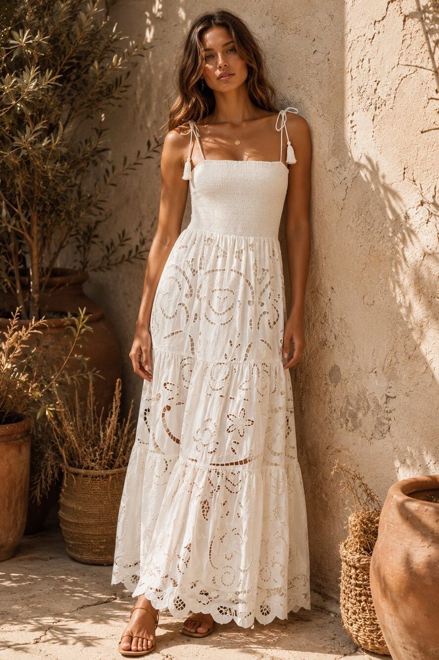 Alice + Olivia Marina Mixed Media Tiered Maxi Dress Size 6 NWT
